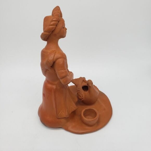Vintage Woman & Baby Terracotta Figurine Hand Sculpted Clay Figure 7.5" Tall - Picture 6 of 9